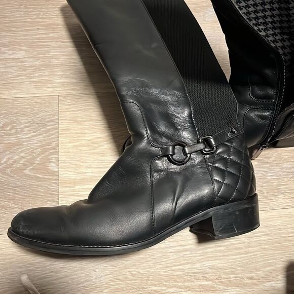 AQUATALIA Oralie Knee-High Stretch Leather Riding Boots Side Zip Quilted, Size 8 - Picture 8 of 15